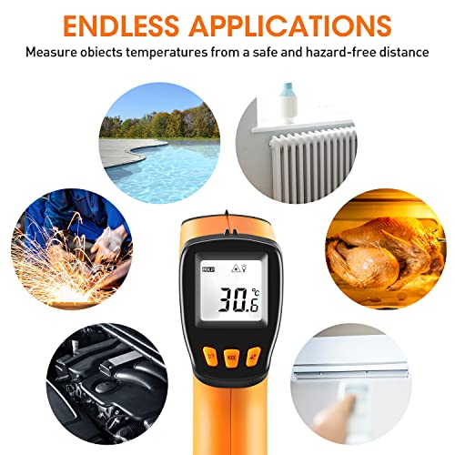 Infrared Thermometer Gun -58°F to 788°F, Laser Temperature Gun with Adjustable Emissivity, Non Contact Laser Thermometer for Cooking/BBQ/Pizza Oven/Grill & Engine - Heat Temperature Gun - color: -58°F~788°F