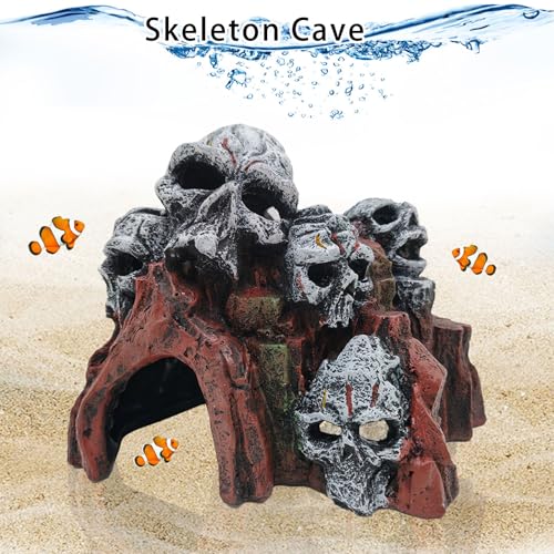 Unique Skull Cave Fish Tanks Decoration Fish House Cave Decorative Terrariums Landscaping Handcrafted Skull Aquariums