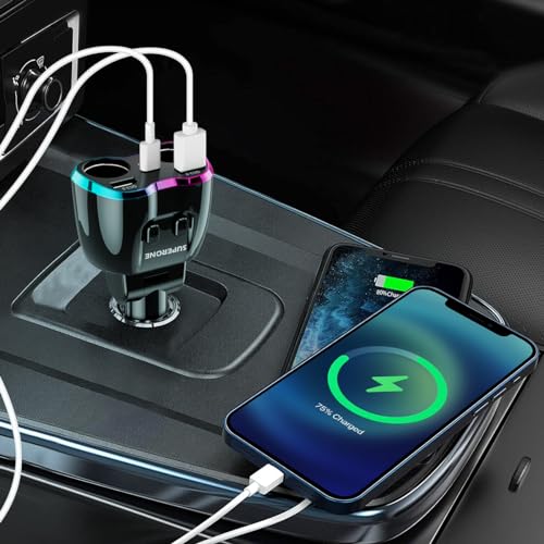 Cigarette Lighter Splitter, 180W 2-Socket Cigarette Lighter Adapter - color: Pinkish Blue