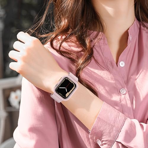 Rugged Case Compatible with Apple Watch Case 41mm 40mm Series 9/8/7/6/5/4/SE3/2/1, Soft Flexible TPU Shockproof Protective Bumper Cover for iWatch 41mm 40mm, Pink - color: Pink, size: 40mm/41mm