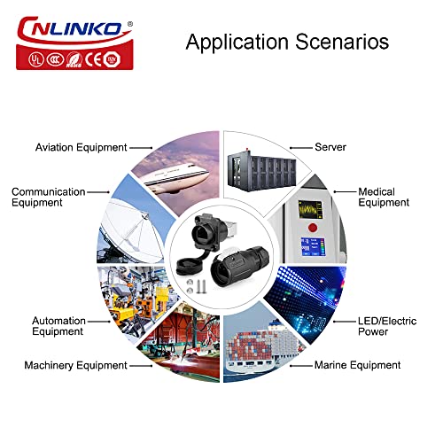 CNLINKO LP-16 RJ45 Industrial Waterproof Connector IP67 CAT.5E Circular Connector Quick Plugging Aviation Connector Fast Release 8P8C Connector PBT Plastic Shell Connector Flange Socket