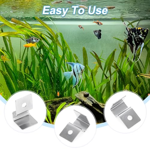4 Pcs Aquarium Lid Clips, 10mm Aquarium Cover Support Clamps, Aquarium Cover Holder Lid, Stainless Steel Aquarium Tank Cover Clamps Set, Silver Tone