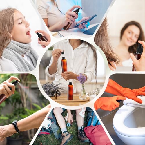 Eccliy 32 Pcs 8 oz Spray Bottles Fine Mist Cleaning Bottles Clear Empty Plastic Travel Sprayer Refillable Sprayer with Cap for Cleaning Solutions Oils Travel Perfumes(Amber,Clear) - color: Amber, style: Clear