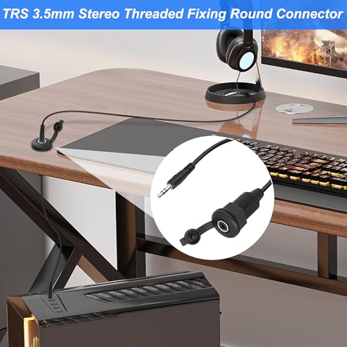 XMSJSIY 3.5mm TRS Panel Mount Stereo Audio Cable 3.5mm 1/8" TRS Male Plug