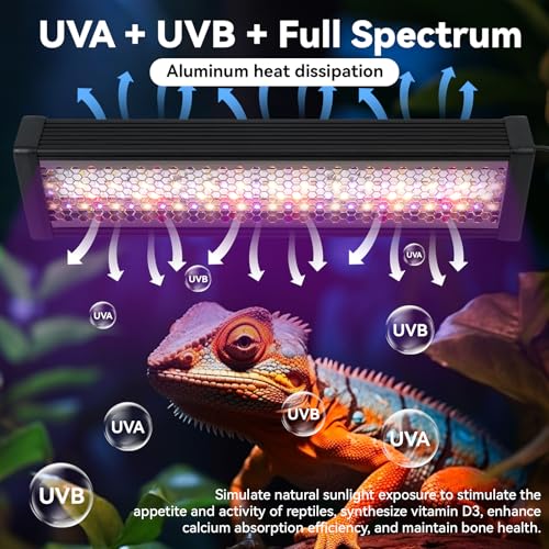 HNRLOY Reptile UVB LED Light Full Spectrum,10Inch UVA/UVB LED Reptile Light for Bearded Dragons,Chameleons,Turtles,Lizards,Geckos,Snakes, Adjustable Timer, Dimmable Reptile Lamp with 3 Lighting Modes - size: 10Inch