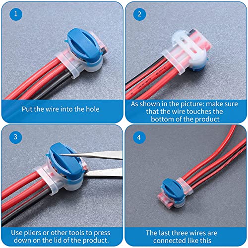30Pcs 3 Way Wire Connectors,Waterproof Electrical 314-BOX Self-Stripping Pigtail Connectors for 22-14 AWG Cables