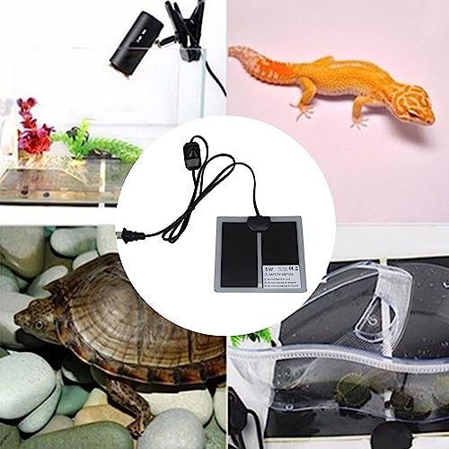 110 to 120V 5W Reptile Heating Pad, Waterproof Under Tank Heater Thermostat, Multifunctional Reptile Heat Mat with Temperature Adjustment Switch for Turtles, Lizards, Frogs - size: 5W