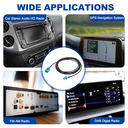 uxcell 2Pcs Antenna Extension Cable, 6.6ft/2m Fakra-Z Male to Fakra-Z Female RF Coax Cable for Car Stereo Head Unit GPS Navigation FM AM Radio RG174 - size: 6.6ft/2m