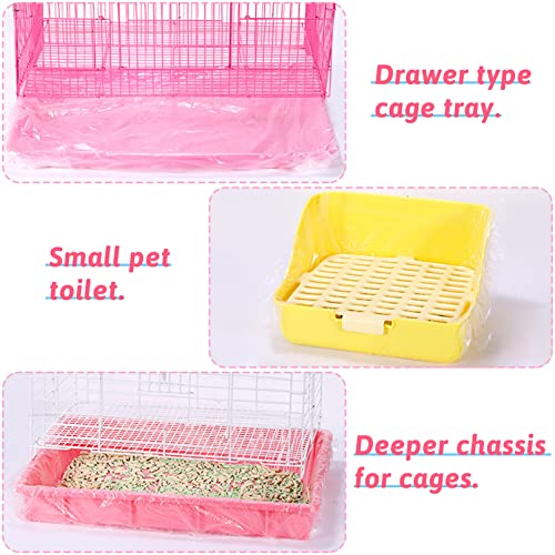 Fhiny 13.8'' x 9.9'' Disposable Guinea Pig Cage Liner, 100 PCS Plastic Rabbit Tray Liner Leak Proof Small Animal Litter Pan Bags Universal Hamster Cage Toilet Film for Bunny Chinchilla Hedgehog Bird - size: 13.8'' x 9.9''