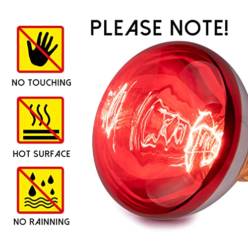 6 Pack 250W Heat Lamp Bulbs for Chicks, R40 Brooder Heat Lamp for Chickens, Infrared Reflector Heating Bulbs, Incandescent Heat for Pet, Bathroom, Food