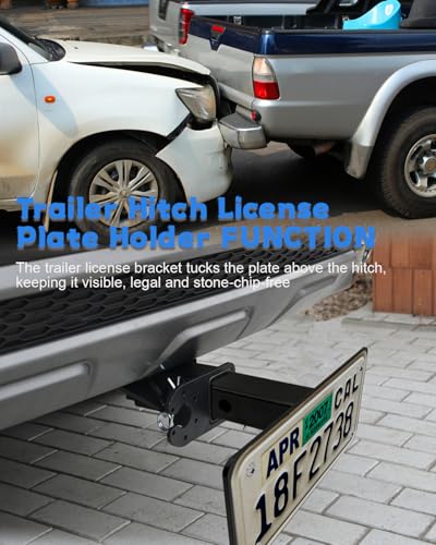 Trailer Hitch License Plate Holder, License Plate Bracket for 2’’ Hitch Front & Rear Receivers Heavy-Duty Steel License Plate Holder for Trailer for Truck; SUV; No Drilling Required - size: For 2 '' Hitch Receiver
