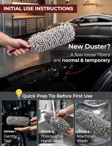 TAKAVU Car Duster Interior, 360° Microfiber Fingers, Lint & Scratch Free - size: Microfiber Chenille