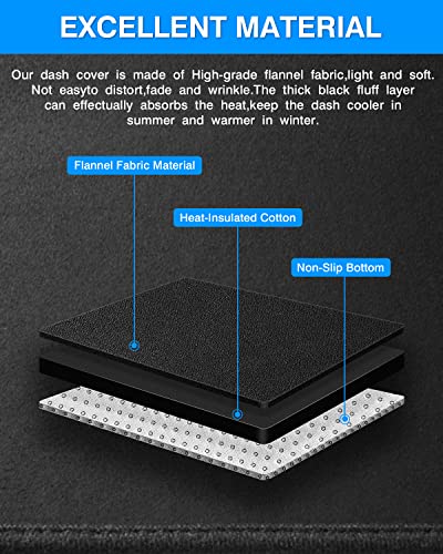 Autorder Dashboard Cover Mat for 2014-2018 Chevy Chevrolet Silverado/GMC Sierra 1500, 2015-2019 Silverado/GMC Sierra 2500HD 3500HD Accessories Dash Cover Flannel Sunshade Glare UV Rays Protector - size: Black 14-18 Silverado