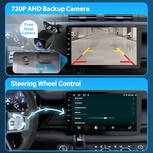 Haudio 9-Inch Double-DIN Android Car Stereo, Wireless Apple CarPlay and Android Auto, 2GB RAM, 64GB Storage, Bluetooth, Backup Camera, GPS Navigation, Wi-Fi, FM/AM/RDS Radio, 1280 x 720 Touchscreen - size: 9 inch
