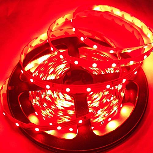 Water-Resistance IP65, 12V Waterproof Flexible LED Strip Light, 16.4ft/5m Cuttable LED Light Strips, 300 Units 3528 LEDs Lighting String, LED Tape(Red) Power Adapter not Included - color: 1*16.4ft 3528 Red