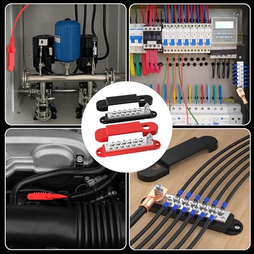 RVBOATPAT Power Distribution Block 12V 150A 1/4" Stud Marine Bus Bar 12 Volt DC Battery Busbar for Boat Automotive Solar Wiring - style: A Pair