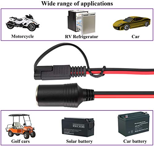 Cigarette Lighter to SAE Battery Charging Cable,16AWG 12V 2 Pin SAE to Cigarette Lighter Female Plug Quick Release Disconnect Connector Plug Adapter Extension Charging Cable(2.4m/7.8ft-F) - color: 2.4m-Female