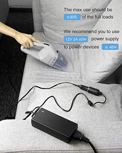 ALITOVE 110V to 12V Converter 12V 5A Car Cigarette Lighter Adapter 13.5FT - size: 5A (13.5FT Version)