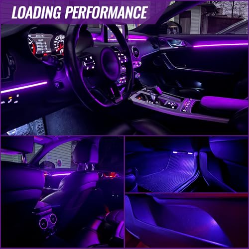 Ambient Lighting Car Led Lights Interior,43.3’’ USB Powered Acrylic Neon Flexible Strip Fiber Optic LED Ambient Lighting Kits with Remote APP, RGB Music Lights Sync for Inside car Dashboard - size: 1 in 1 (43.3inch*1)