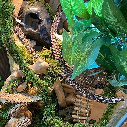 2 Pcs Reptile Vines for Climbing Bendable Jungle Vines Made of Handmade Umbrella Cord Weaving Rope Decor with 3 Suction Cup Accessories for Chameleon Crab Lizards Snakes Gecko Frog Hermit Crab