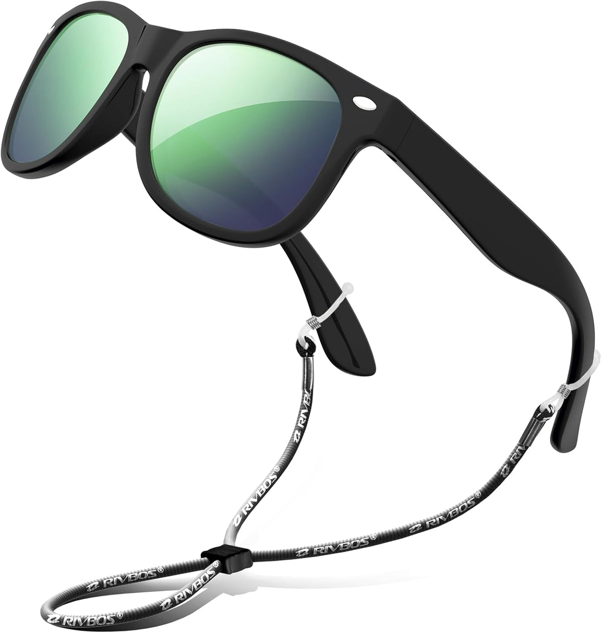 RIVBOS Kids Sunglasses Polarized UV400 TPE with Strap for Boys Girls RBK004 | Flexible rubber frame with UV protection and secure strap for boys, girls, beach, travel and play