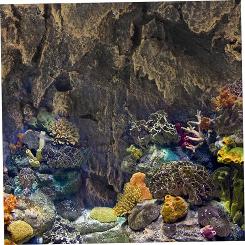 Kisangel Reptile Rock Background Board Decorative Panel for Turtle Tank Super Large Size Pu Material Fade-Resistant 3D Effect