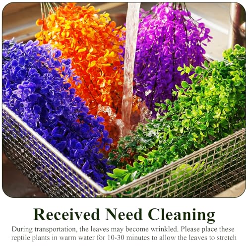 Suncalla Reptile Plants Terrarium Hanging Plants Vines Boston Climbing Terrarium Plant with Suction Cup for Bearded Dragons Lizards Crested Gecko Snake Crab Tank(Multicolor Series,4 Colors) - style: Multicolor Series
