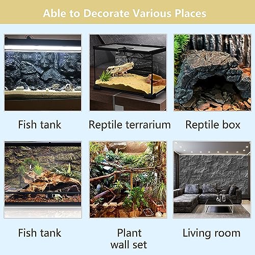 4pcs Rock Terrarium Background,3D Reptile Tank Background Board,Amphibian Stereo Backdrop Wall,Lizard Snake Gecko Spider Chameleon Turtle Fish pet silo Background Decorative Panel - color: yellow-11.8"*8.8"(4pcs)