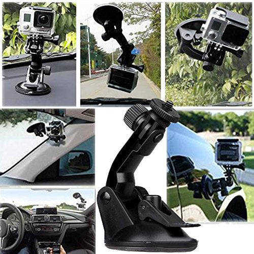Action Camera Car Suction Cup Mount+ Tripod Adapter for GOPRO Hero 6/5/5 Session/4 Session/4/3+/3/2/1, and Other Action Camera