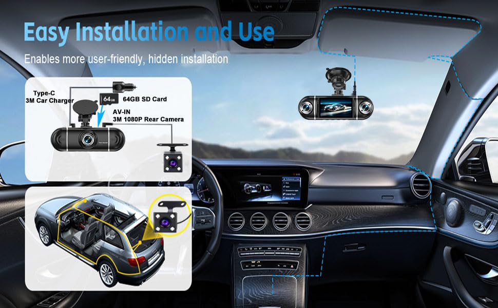4 Channel Dash Cam Front and Rear Left Right, 360° View 1080P Car Security Dash Camera, Super Night Vision, G-Sensor,170° Wide Angle, Loop Recording, 24H Parking Monitor,WiFi&APP Control, 64GB SD Card - size: 4Channel Dash Cam 1080P