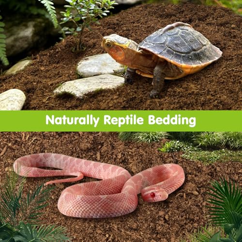 VCEPJH Snake Climbing Branch, 2Pcs Reptile Wood Natural Cork Log and Reptile Soil Substrate Burrowing Tortoise Bedding for Snake Tarantula Gecko Lizard Spidey Frog Hermit Crab