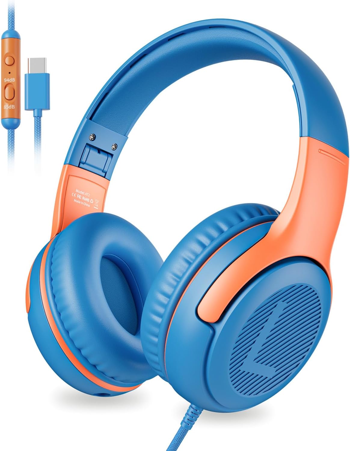 awatrue kids headphones wired toddler headphones with microphone over-ear design 85/94db volume-limiting