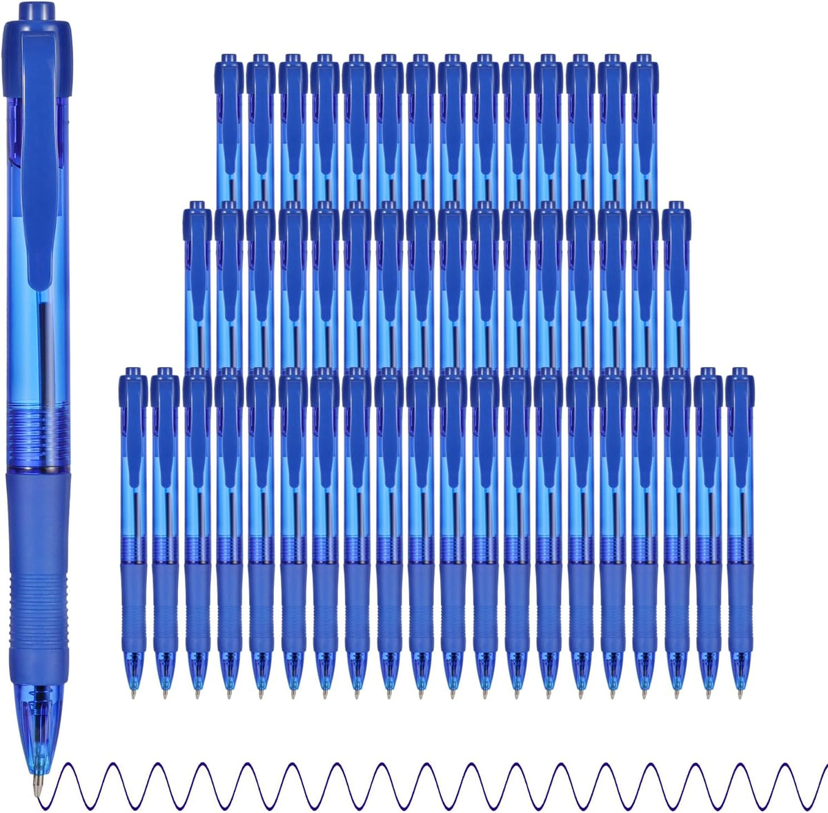 deegtran Pens Bulk, 50 Pack No Bleed Black Ink Click Pens with Soft Grip, Wholesale Retractable Ballpoint Pens for Office School, Medium Point Smooth 1.0MM