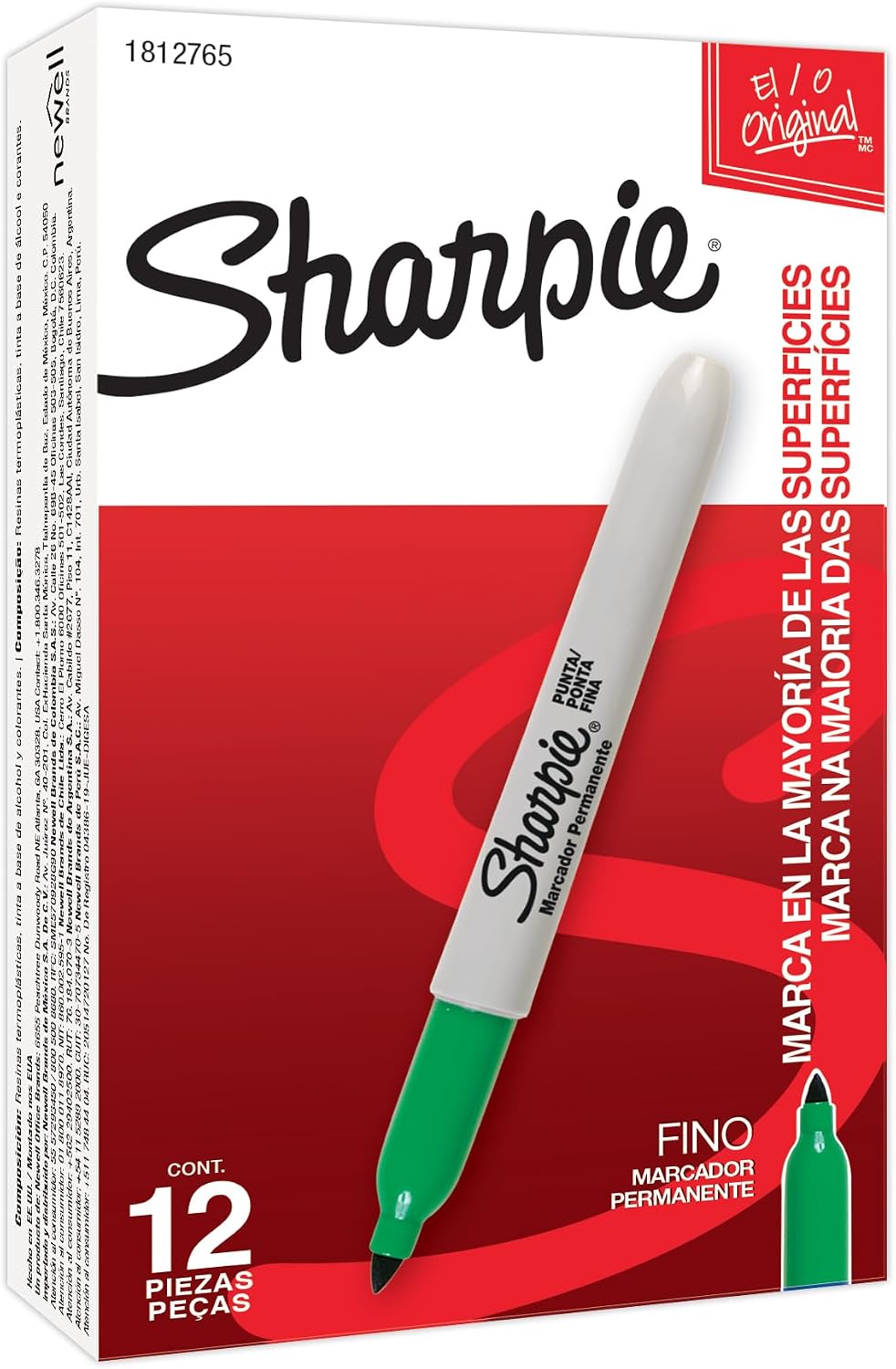 Sharpie Permanent Markers, Fine Point, Blue, 12 Count