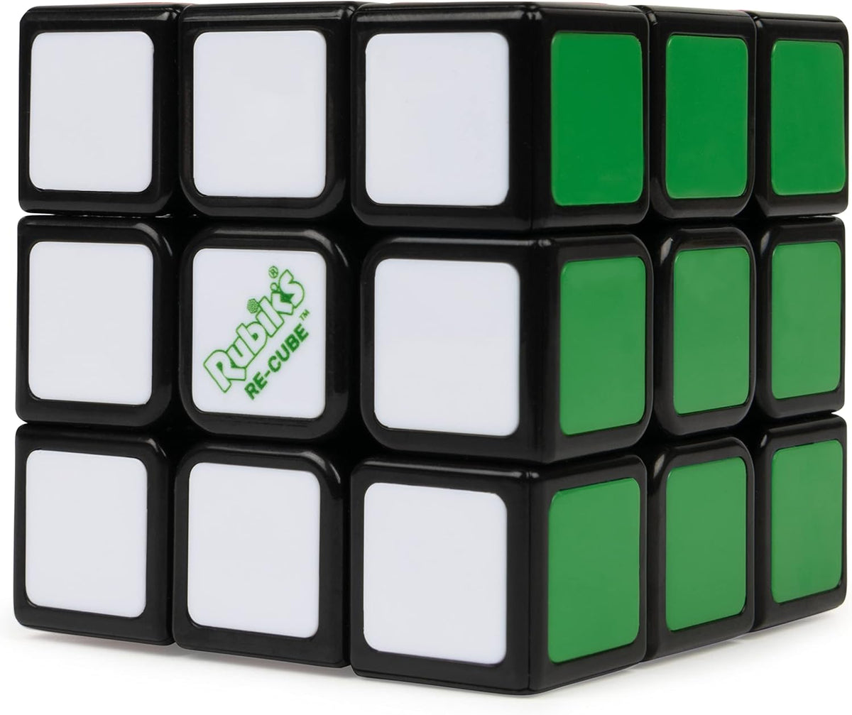Rubik's Re-Cube 3x3 Cube Made with 100% Recycled Plastic, Color-Matching Puzzle for Ages 8 & Up