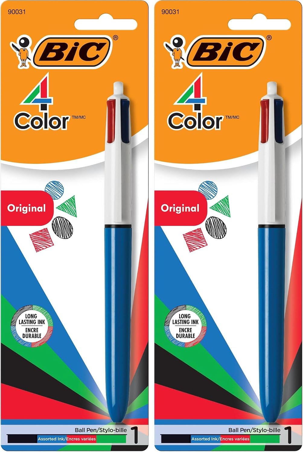 BIC 4-Color 3+1 Retractable Ballpoint Pen with Red, Blue, Black Ink and 0.7 mm Mechanical Pencil, 1-Count in Assorted Ink