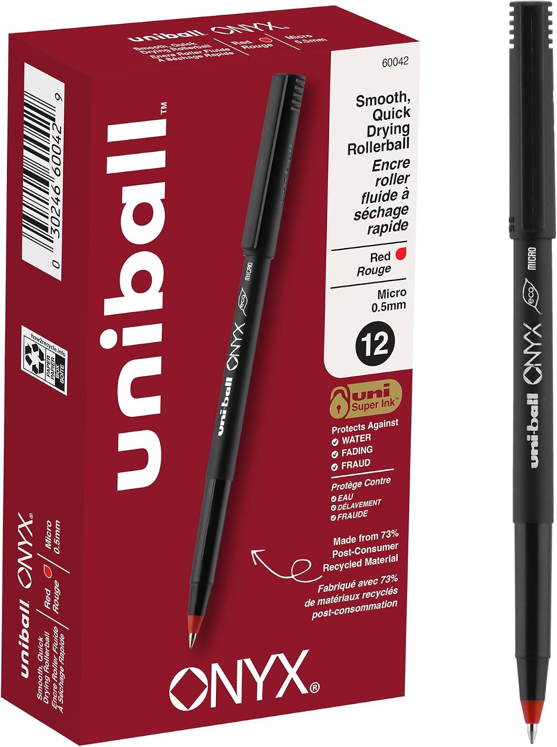 uniball Onyx Rollerball Pens, Micro Point (0.5mm), Black