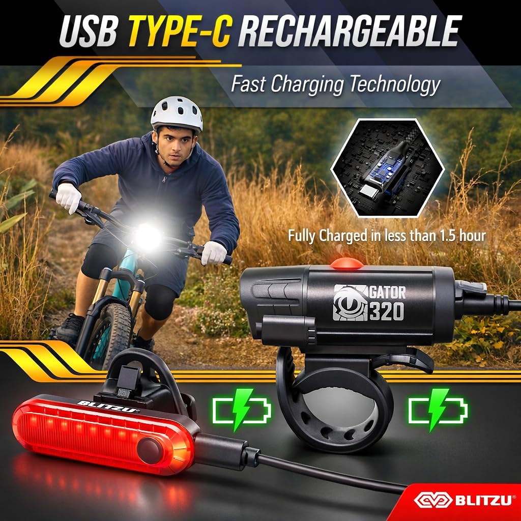Water-Resistant Bike Light Set for Night Riding, USB Rechargeable Front and Rear Lights with Bell for Safety, 4+5 Modes for Men, Women & Kids
