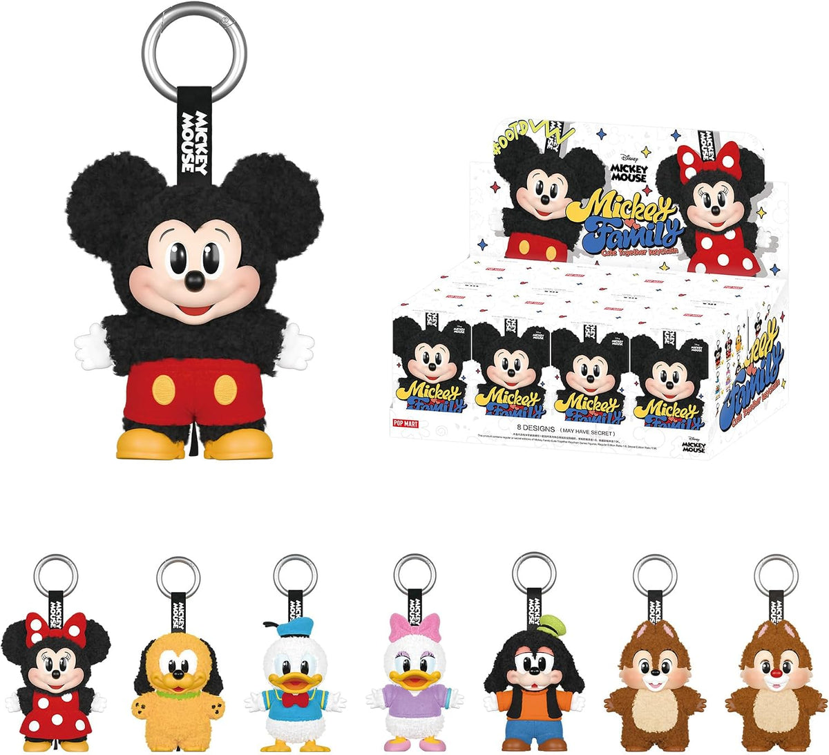 POP MART Mickey Family Figures Cute Together Keychain Series Blind Box ,Random Design Action Figures Collectible Toys Home Decorations, Single Box