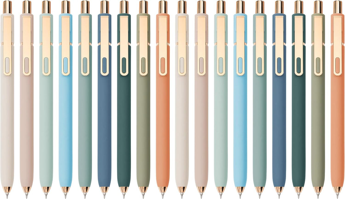 Linbsunne Gel Pens Black Ink Pens for Office 0.5mm Fine Point Pen Smooth Writing Retractable (Metal gold clip-10 pcs)