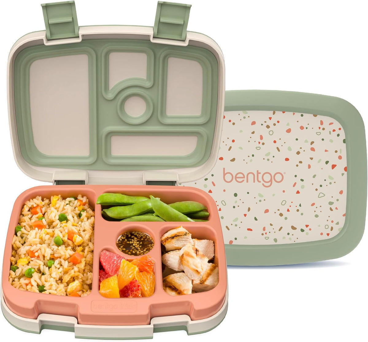 Bentgo Kids Prints Leak-Proof, 5-Compartment Bento-Style Kids Lunch Box - Ideal Portion Sizes for Ages 3-7, Durable, Drop-Proof, Dishwasher Safe, & PFAS & BPA-Free Materials (Rainbows & Butterflies)