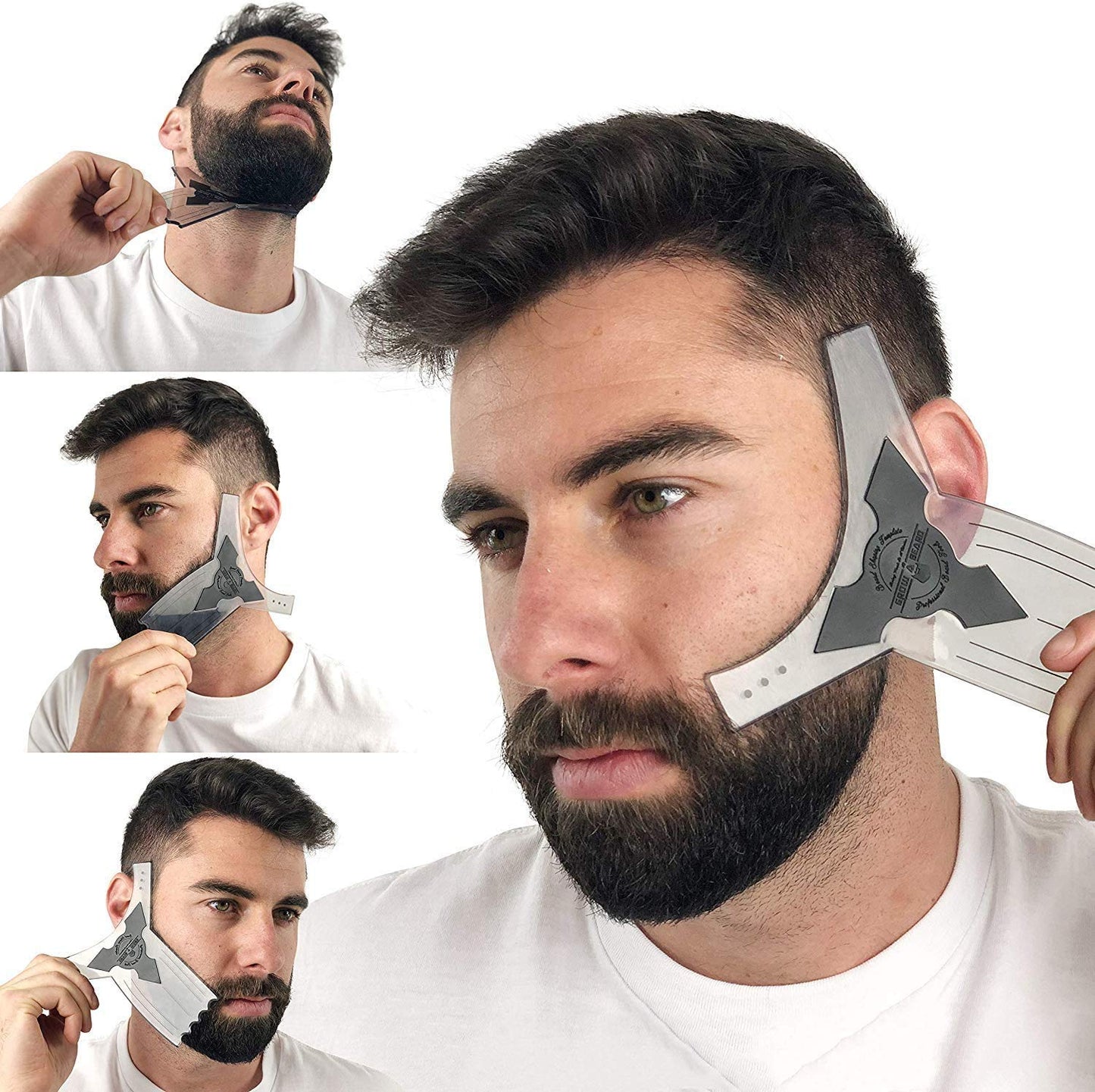 Beard Shaper & Beard Shaping Tool For Men, Beard Lineup Guide Template, Perfect For Styling And Edging, Includes Dual Action Bea