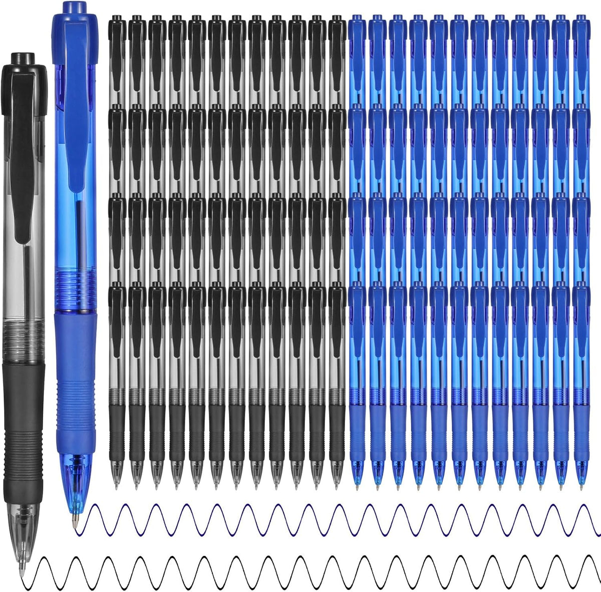 deegtran Pens Bulk, 100 Pack No Bleed Black Ink Click Pens with Soft Grip, Wholesale Retractable Ballpoint Pens for Office School, Medium Point Smooth 1.0MM