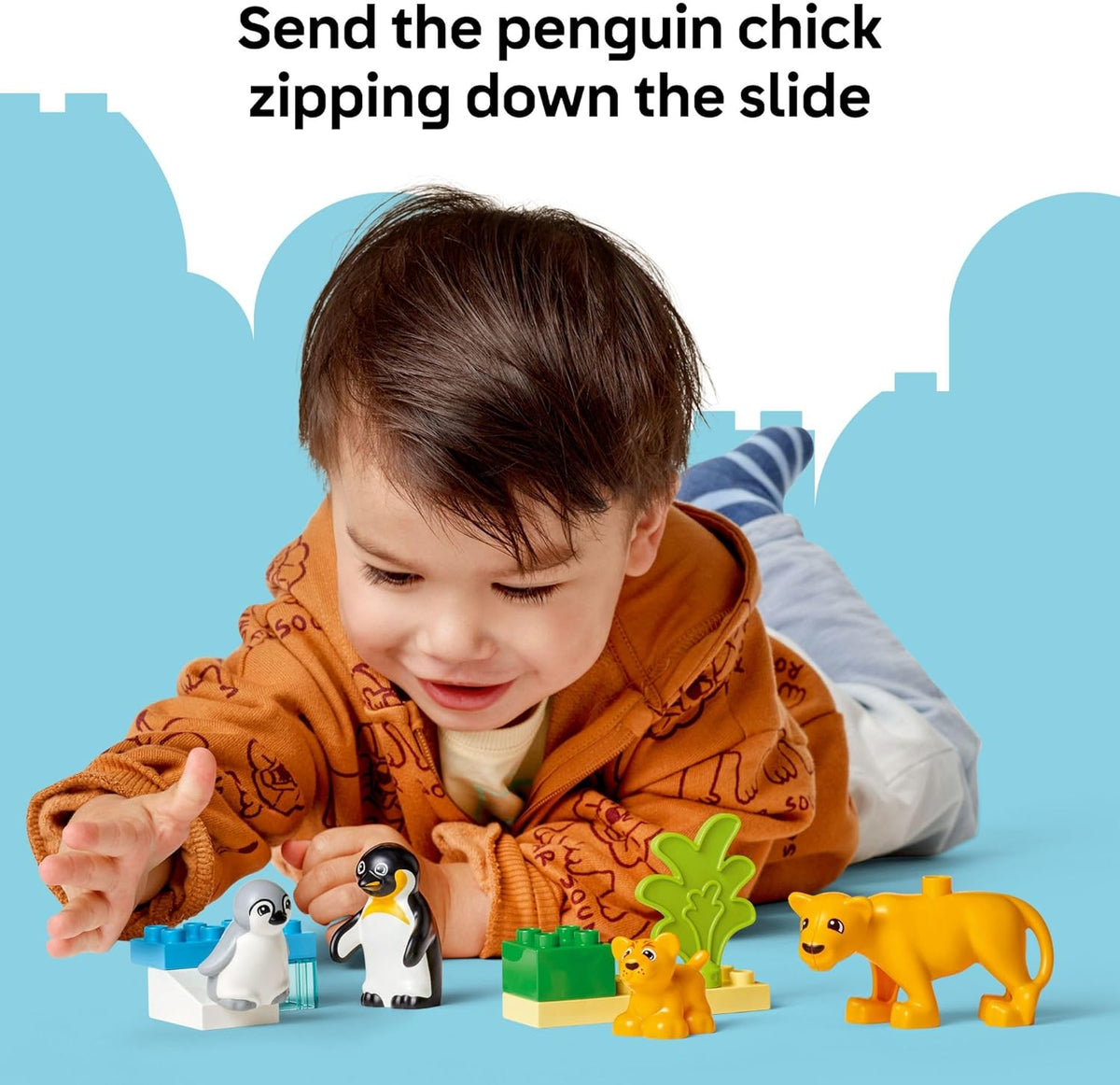 LEGO DUPLO Wild Animal Families Penguins & Lions Building Toy Playset for Preschool Learning and Educational Animal Toy