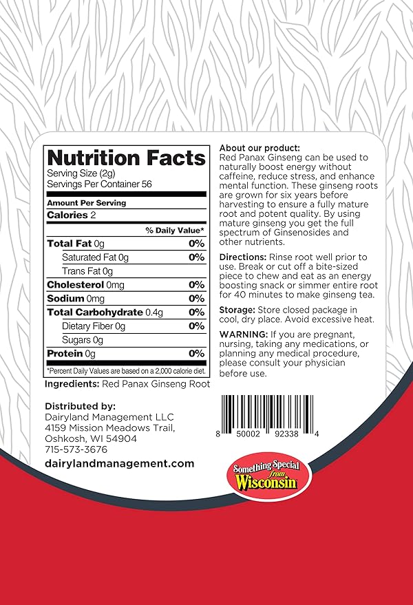 Red Panax Ginseng Root - 8 oz Pack of Korean Panax Ginseng Root - Authentic Panax Ginseng - Non-GMO, Gluten Free Ginseng Root - Use Ginseng in Soup, Tea, Congee