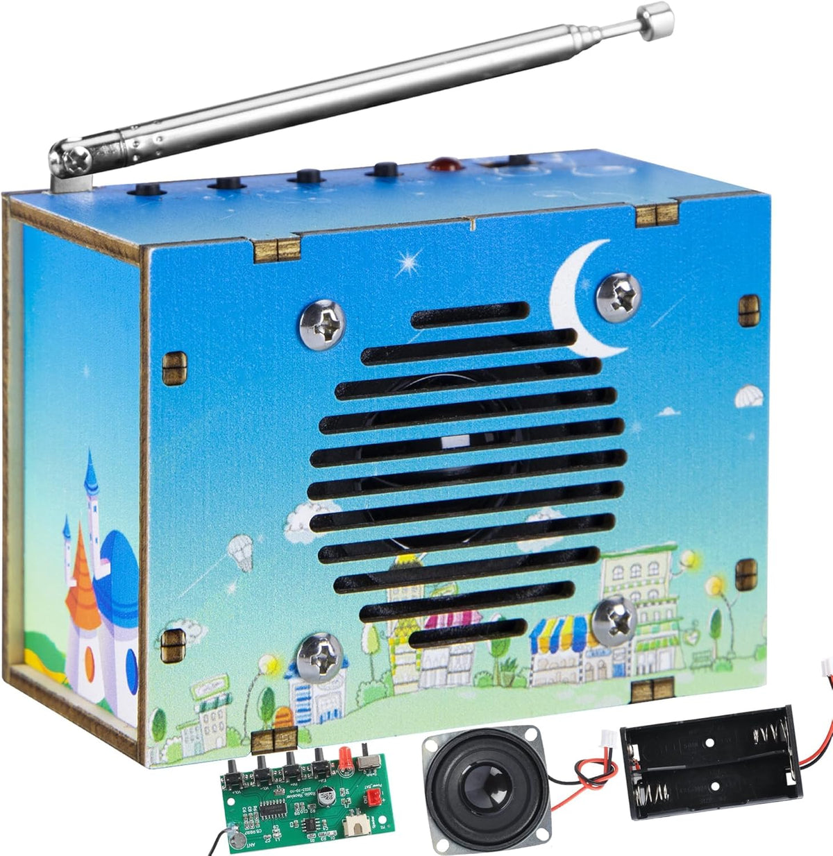 Build Your Own FM Radio Kit for Kids Age 8-12 STEM Toys with Classic Wood Design