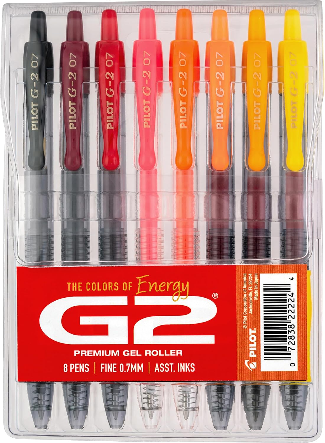 Pilot G2 Premium Gel Roller Pens, G2 Boost Pink Pens Pack, The Colors of Optimism, 8 Pack Pouch, Fine Point 0.7 mm, Assorted
