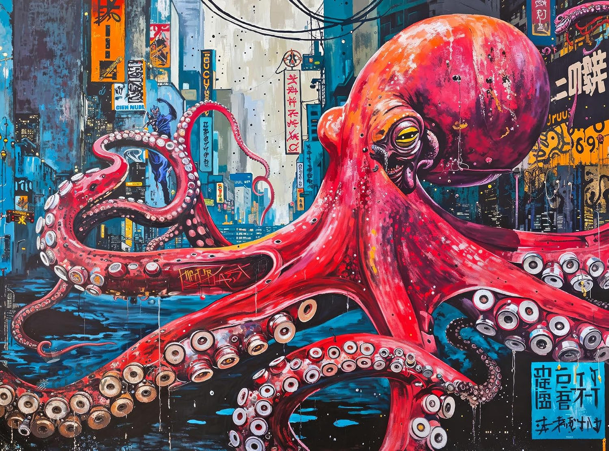 Cross & Glory | Jigsaw Puzzles 1000 Pieces for Adults | Deep Blue Octopus Odyssey | Ocean Octopus Puzzles for Adults | Challenging Brain Teaser Ocean Puzzle | 20 x 27 Inches