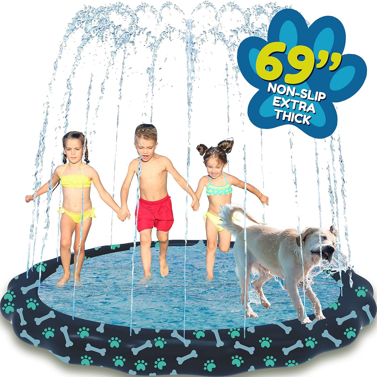 SplashEZ 3-in-1 Splash Pad, Sprinkler & Baby Pool - Toddler Outdoor Water Toys for Learning & Fun