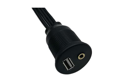 3.5mm & USB Flush Mount Cable - 1M, RCA Extension, Dash, Panel, Car, Boat, Motorcycle - color: 1M, 3RCA/USB